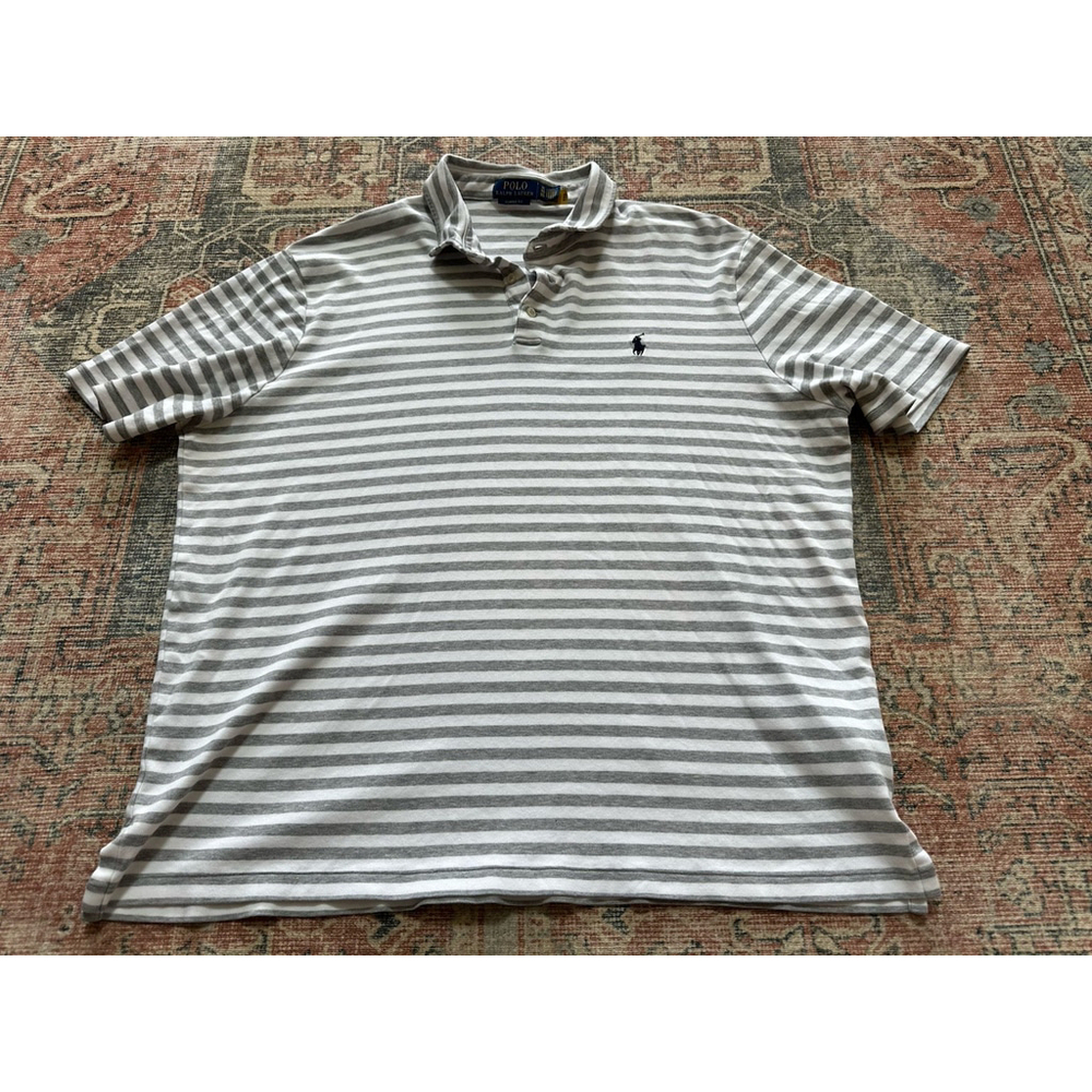 Polo Ralph Lauren Men’s Soft Classic Cotton Polo Shirt Grey White Size XL